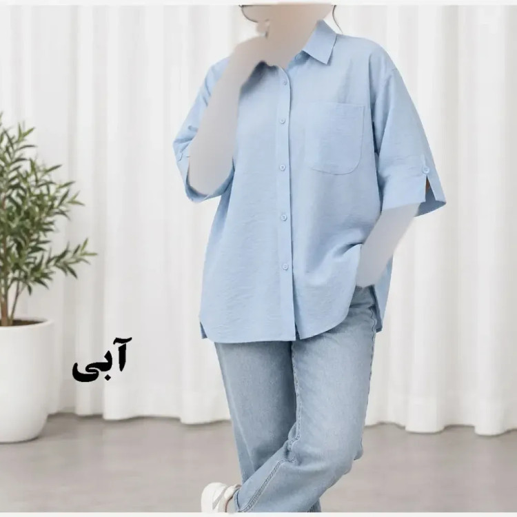 شومیز زنانه پری سیلک جلو جیب آستین دکمه نما فری سایز چهارفصل