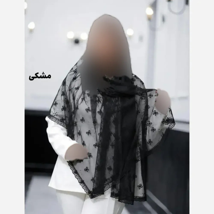 شال توری پاپیونی دور دانتل مناسب استفاده روزمره قواره 185 در 63 سانت
