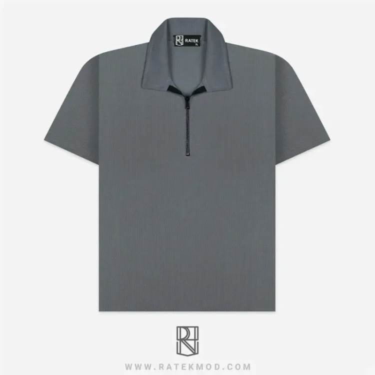 تیشرت نیم زیپ مراکشی پارچه بیسکوییتی آستین کوتاه سایز بزرگ و معمولی