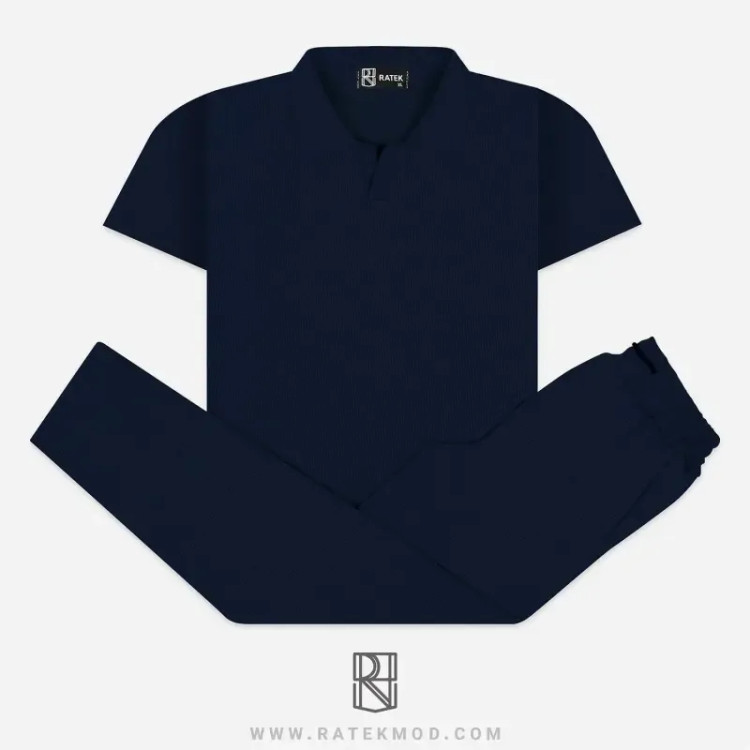 ست تیشرت نیم یقه و شلوار کبریتی ریز بافت درجه یک